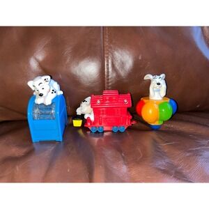 Lot of 3 Dalmation Dog McDonald's Happy Meal Toys Train Mailbox Spinner